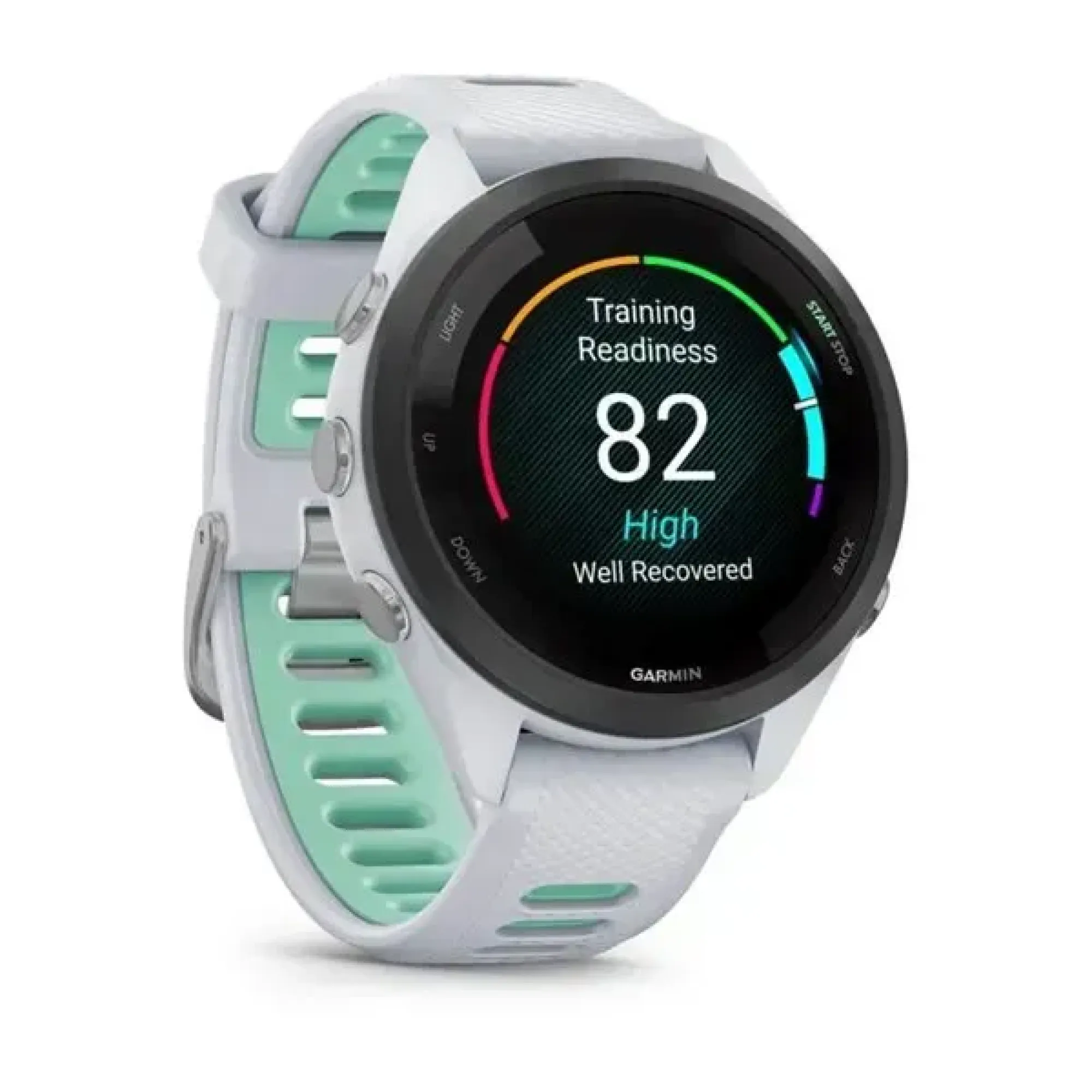 Смарт-годинник Garmin Forerunner 265s з чорним безелем, білим корпусом та біло-неотропік силіконовим ремінцем - 2 - Robinzon.ua