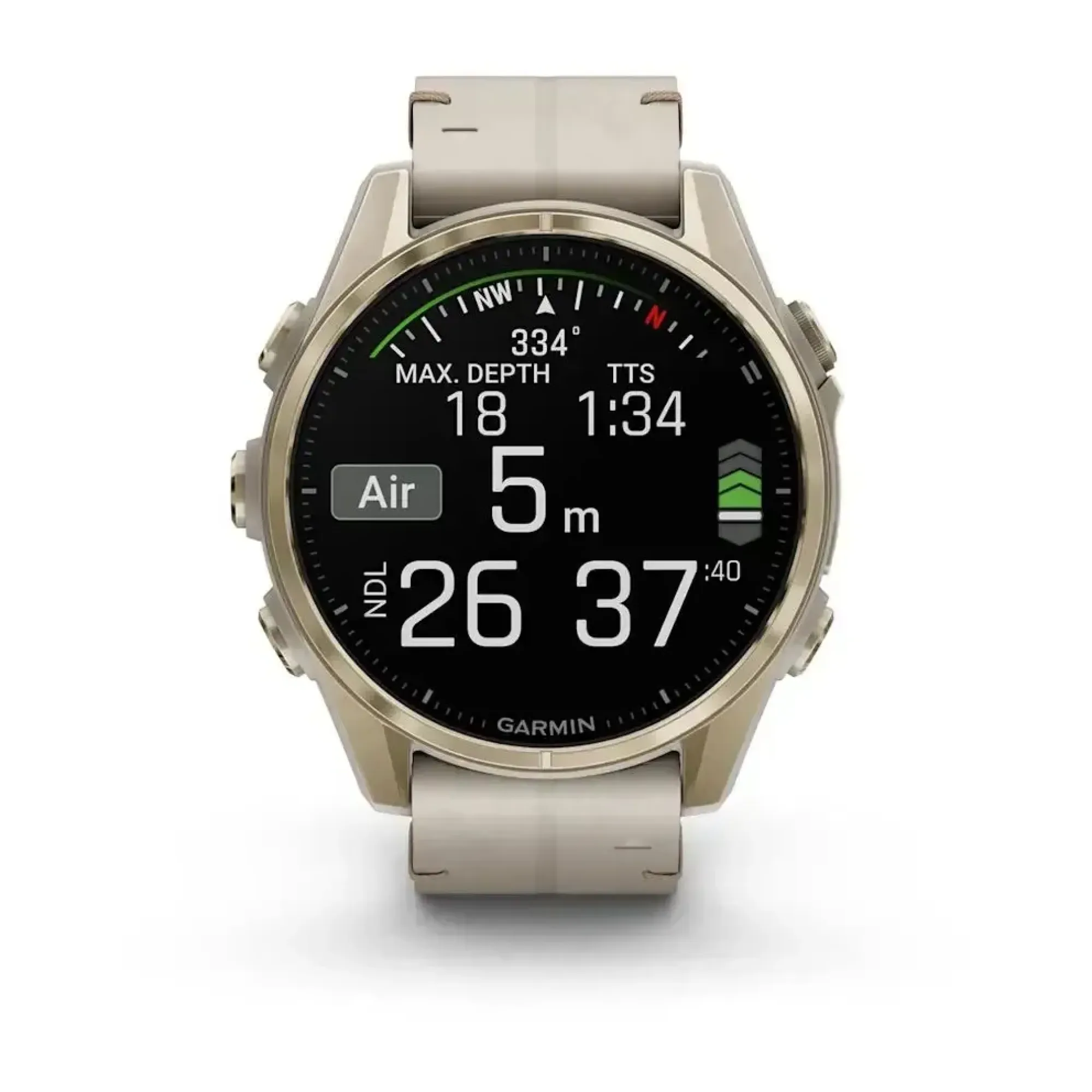 Смарт-годинник Garmin Fenix 8 – 43 мм, AMOLED Sapphire, золотистий зі шкіряним ремінцем кольору сірий вапняк - 8 - Robinzon.ua
