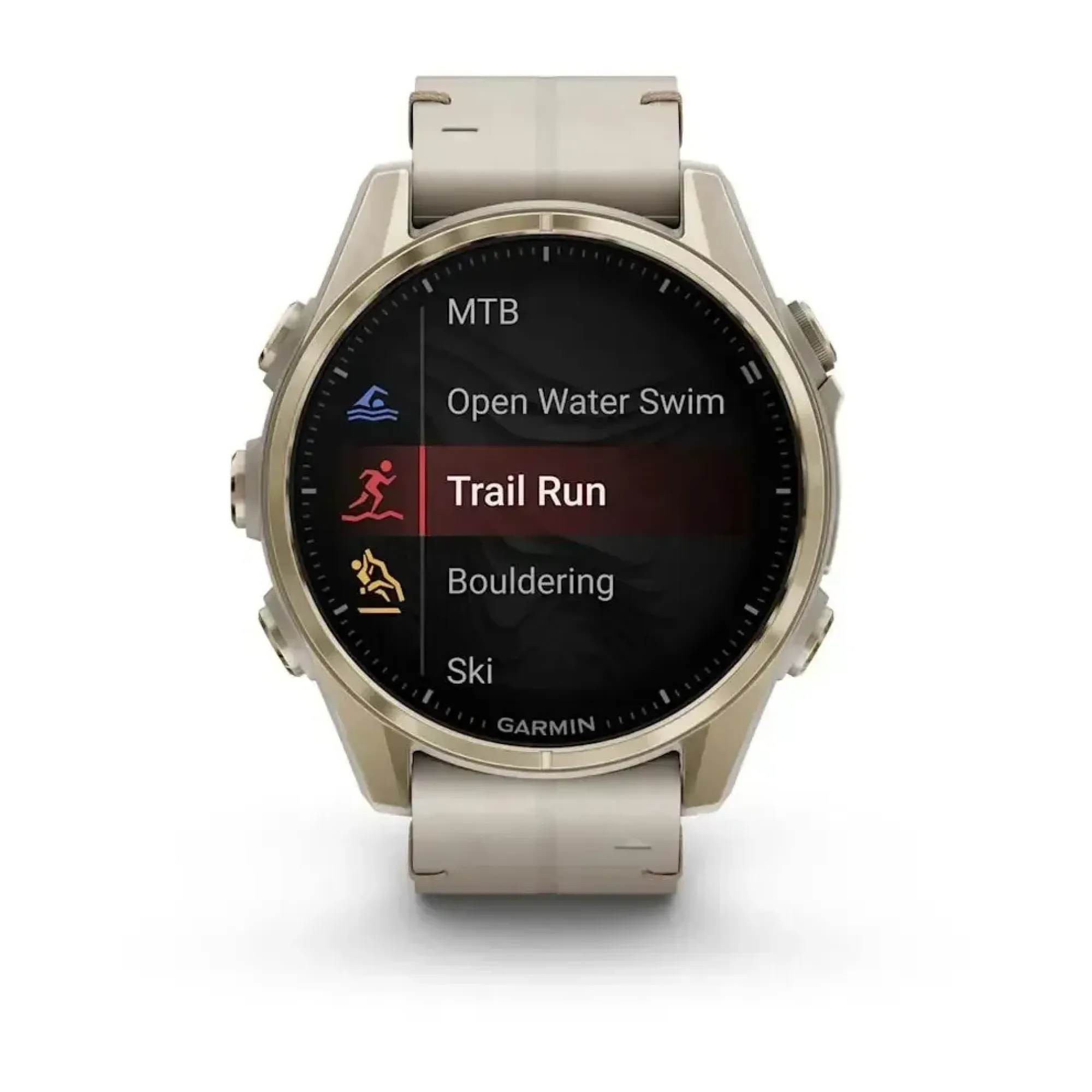 Смарт-годинник Garmin Fenix 8 – 43 мм, AMOLED Sapphire, золотистий зі шкіряним ремінцем кольору сірий вапняк - 7 - Robinzon.ua