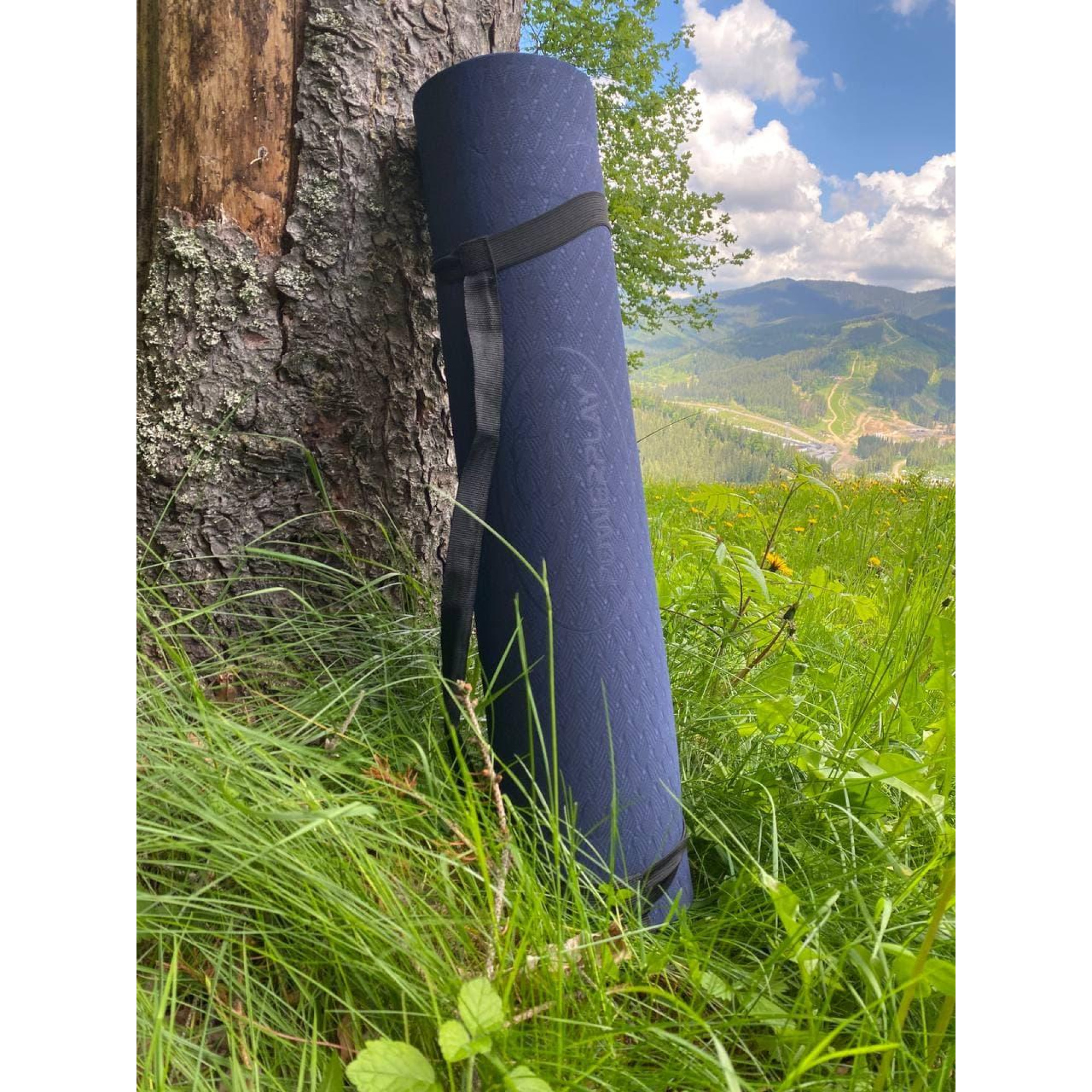 Килимок для йоги і фітнесу PowerPlay 4150 Premium TPE 183*61*0.6 см Синій - 2 - Robinzon.ua