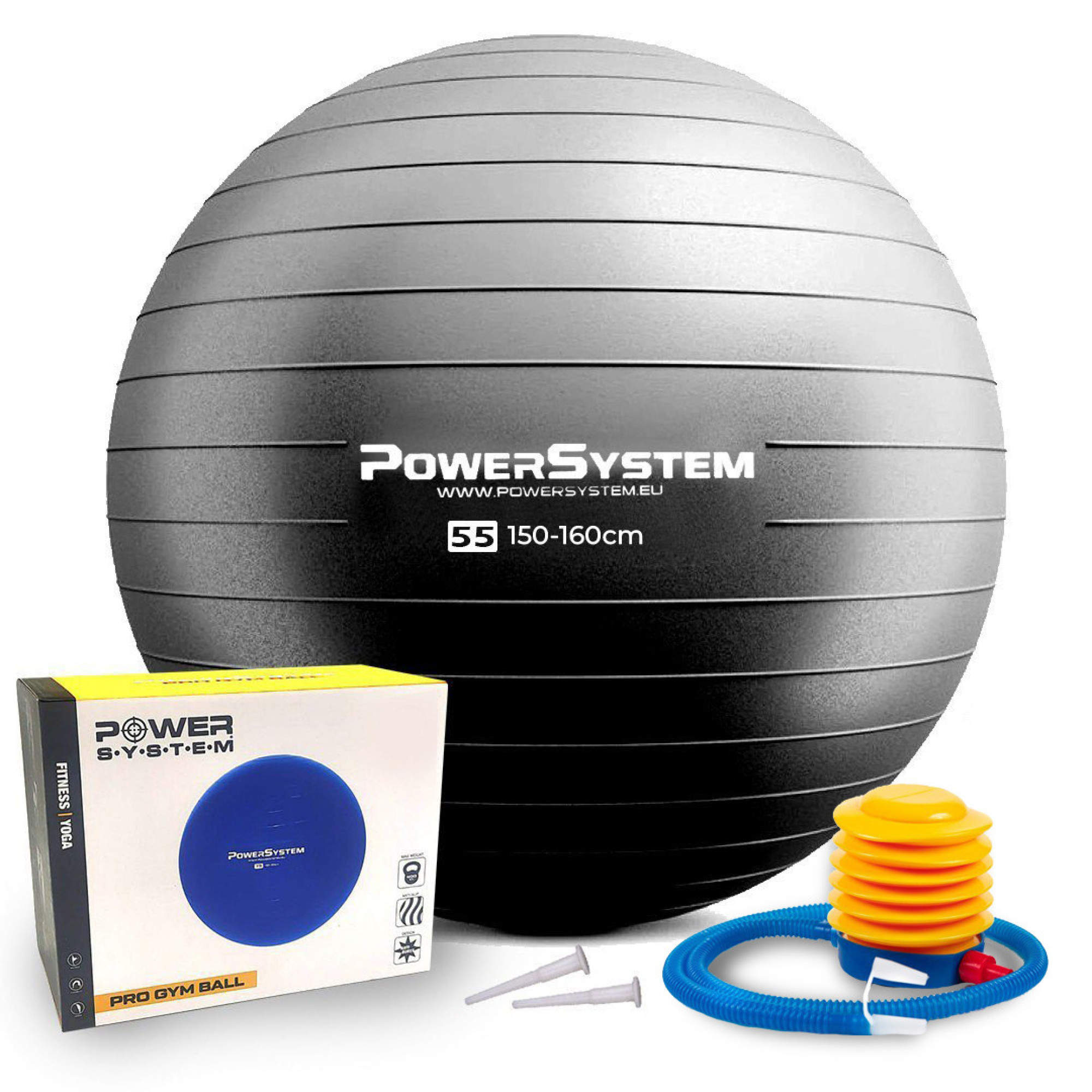 М'яч для фітнесу (фітбол) Power System PS-4011 &Oslash;55 cm PRO Gymball Black - Robinzon.ua