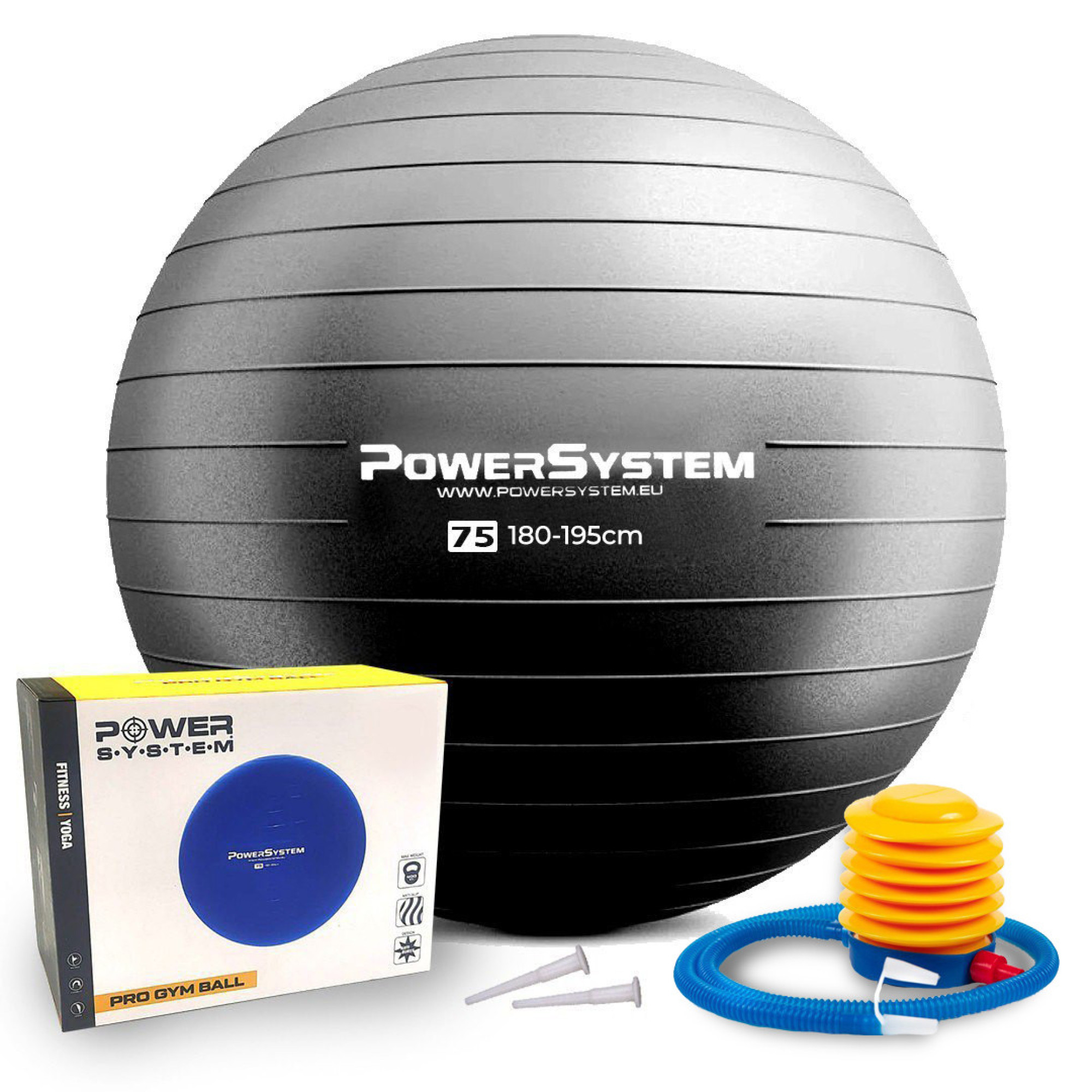 М'яч для фітнесу (фітбол) Power System PS-4013 &Oslash;75 cm PRO Gymball Black - 5 - Robinzon.ua