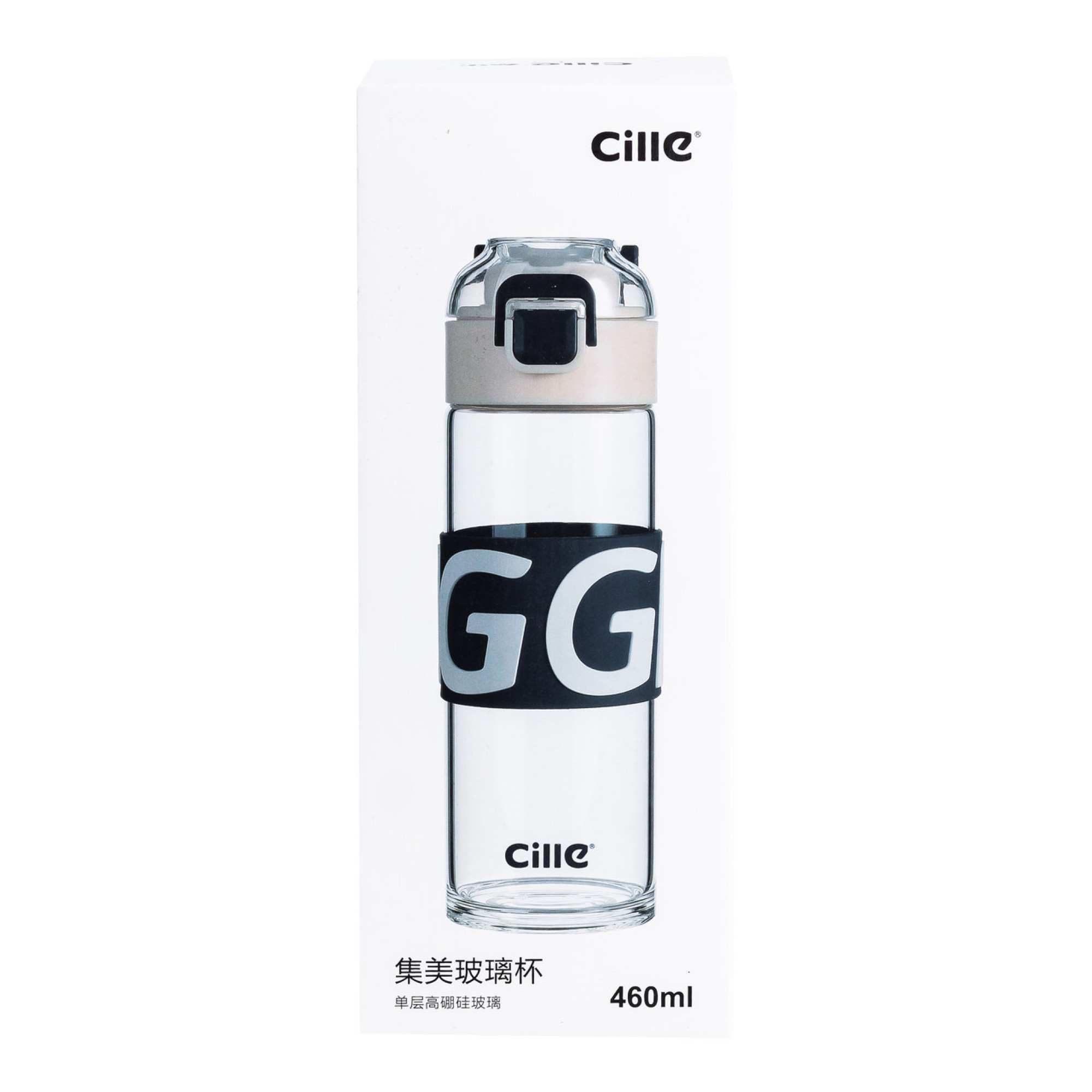 Пляшка для води 460 (мл) скляна прозора з пластиковою кришкою 22 (см) спортивна - Robinzon.ua