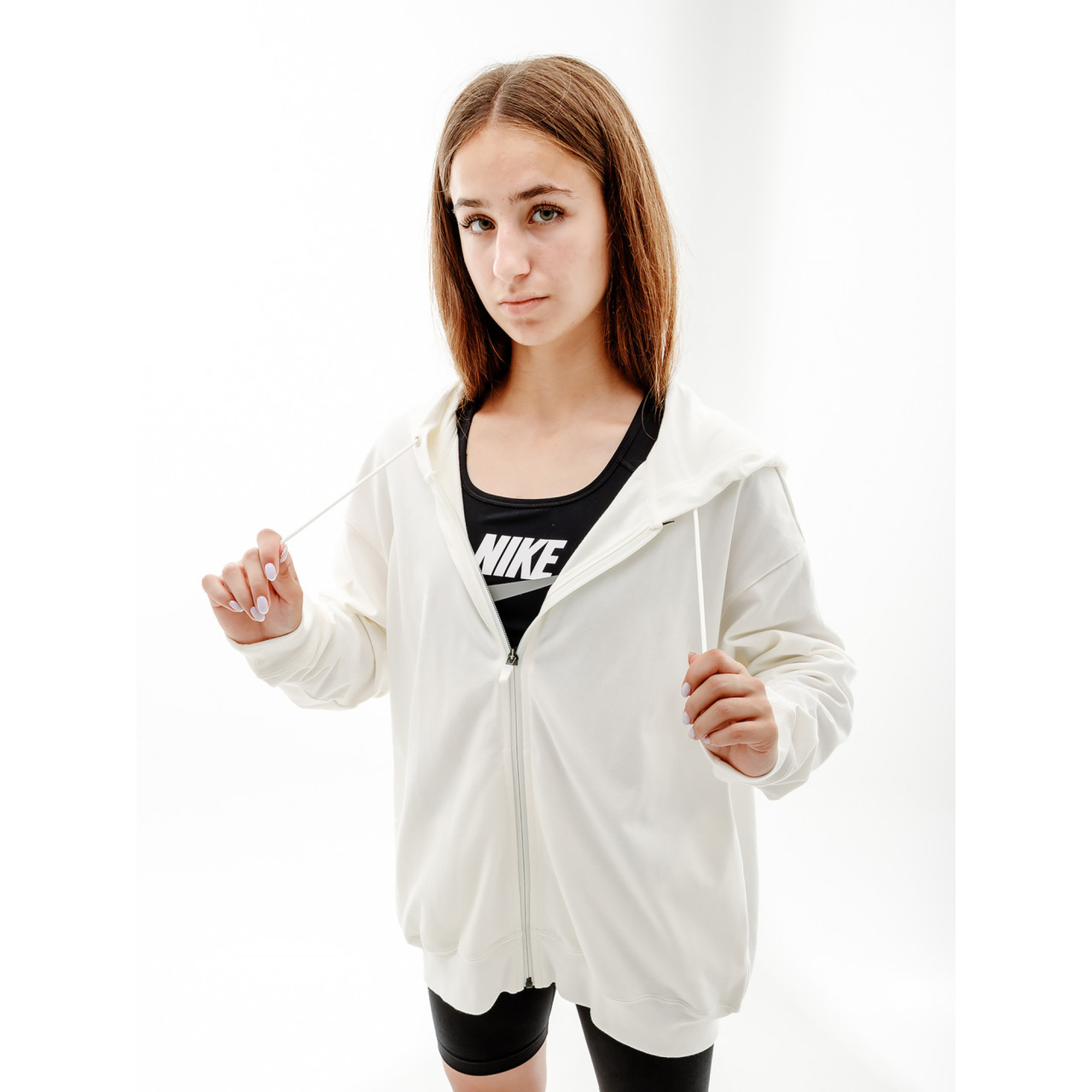 Жіноча Толстовка Nike W NSW JRSY OS FZ HOODIE Бежевий  L (7dDM6415-133 L) - Robinzon.ua