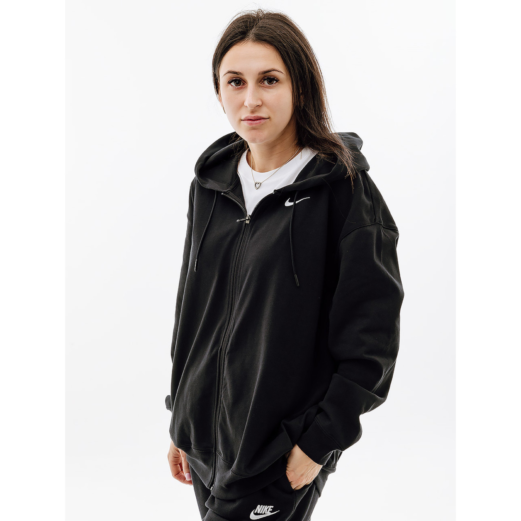Жіноча Толстовка Nike W NSW JRSY OS FZ HOODIE Чорний L (7dDM6415-010 L) - 5 - Robinzon.ua