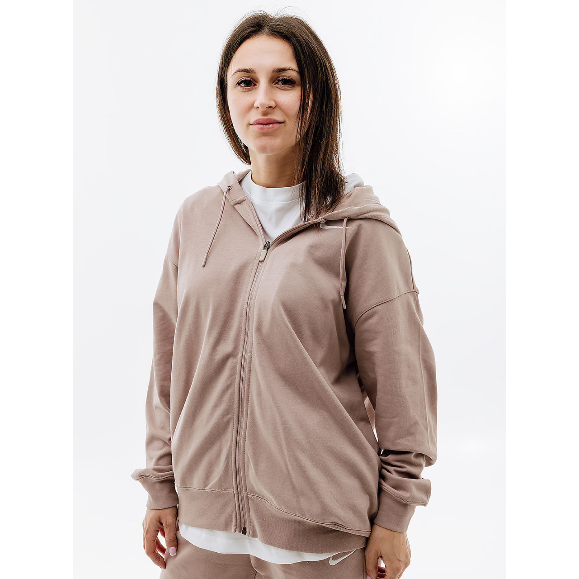 Жіноча Толстовка Nike W NSW JRSY OS FZ HOODIE Бежевий  S (7dDM6415-272 S) - Robinzon.ua