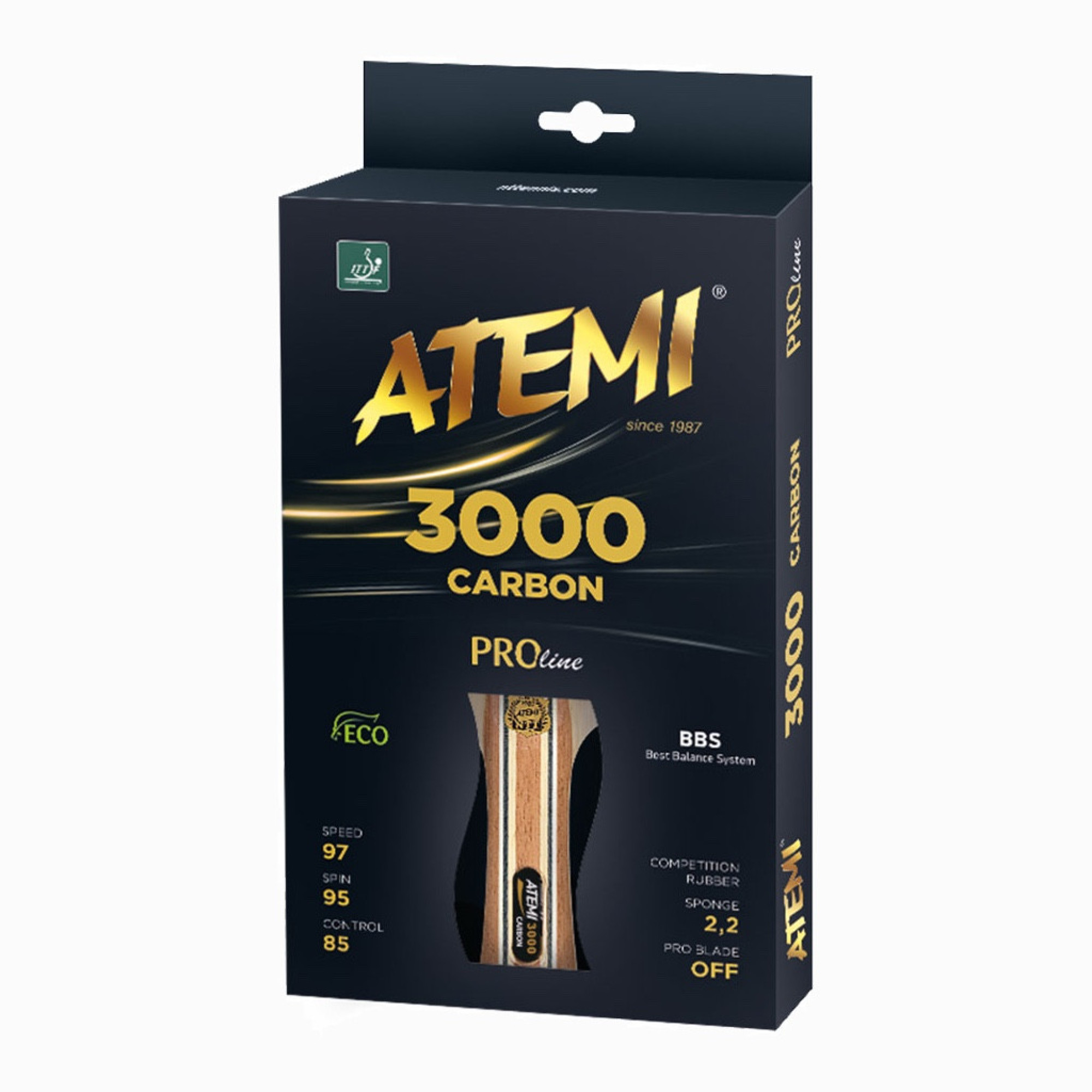 Ракетка для настольного тенниса ATEMI 3000 анатомическая Carbon ECO-Line (4740152100543) - 1 - Robinzon.ua