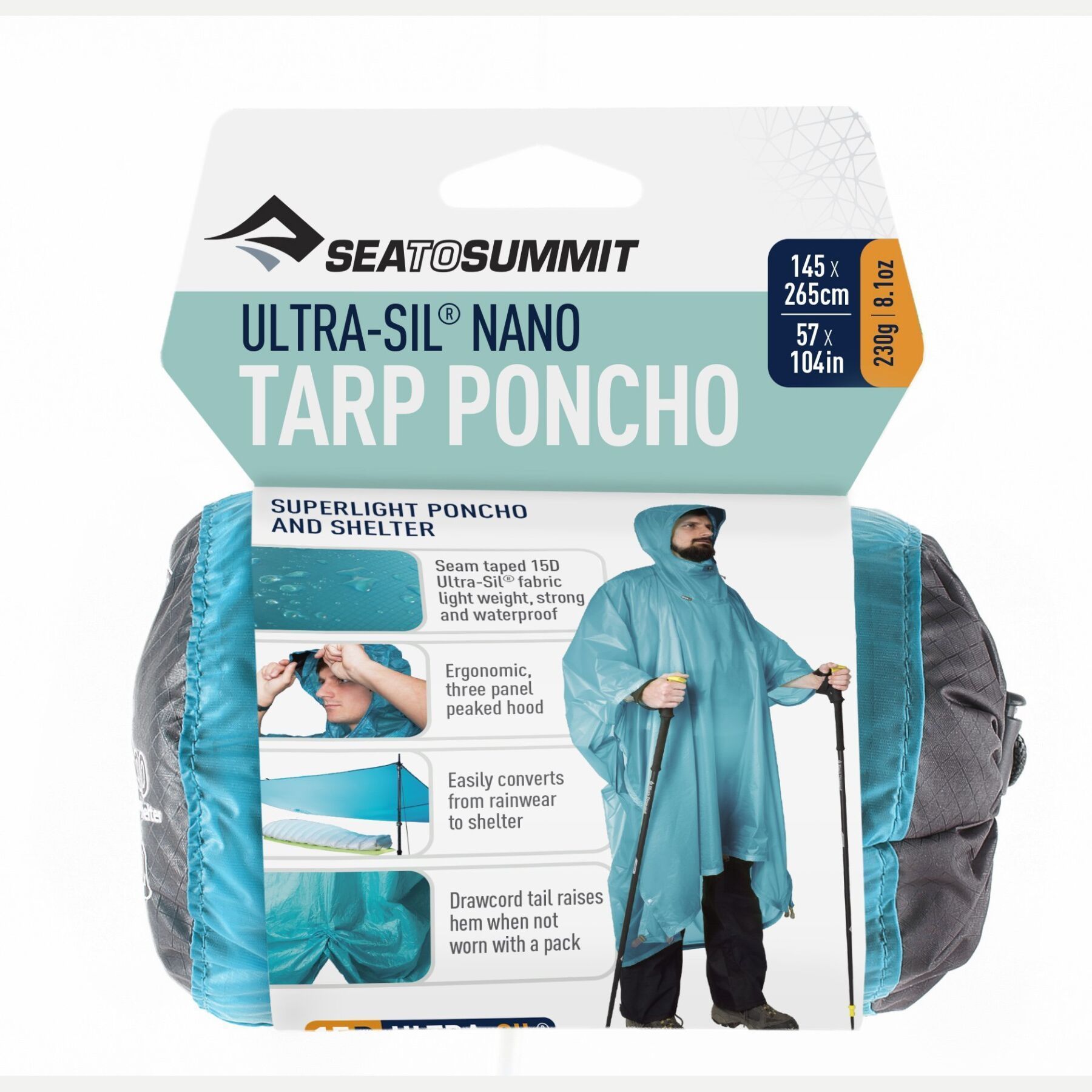 Дощовик-пончо Ultra-Sil 15D Tarp Poncho Blue, 265 х 145 см від Sea to Summit (STS APONCHO15DBL) - 6 - Robinzon.ua