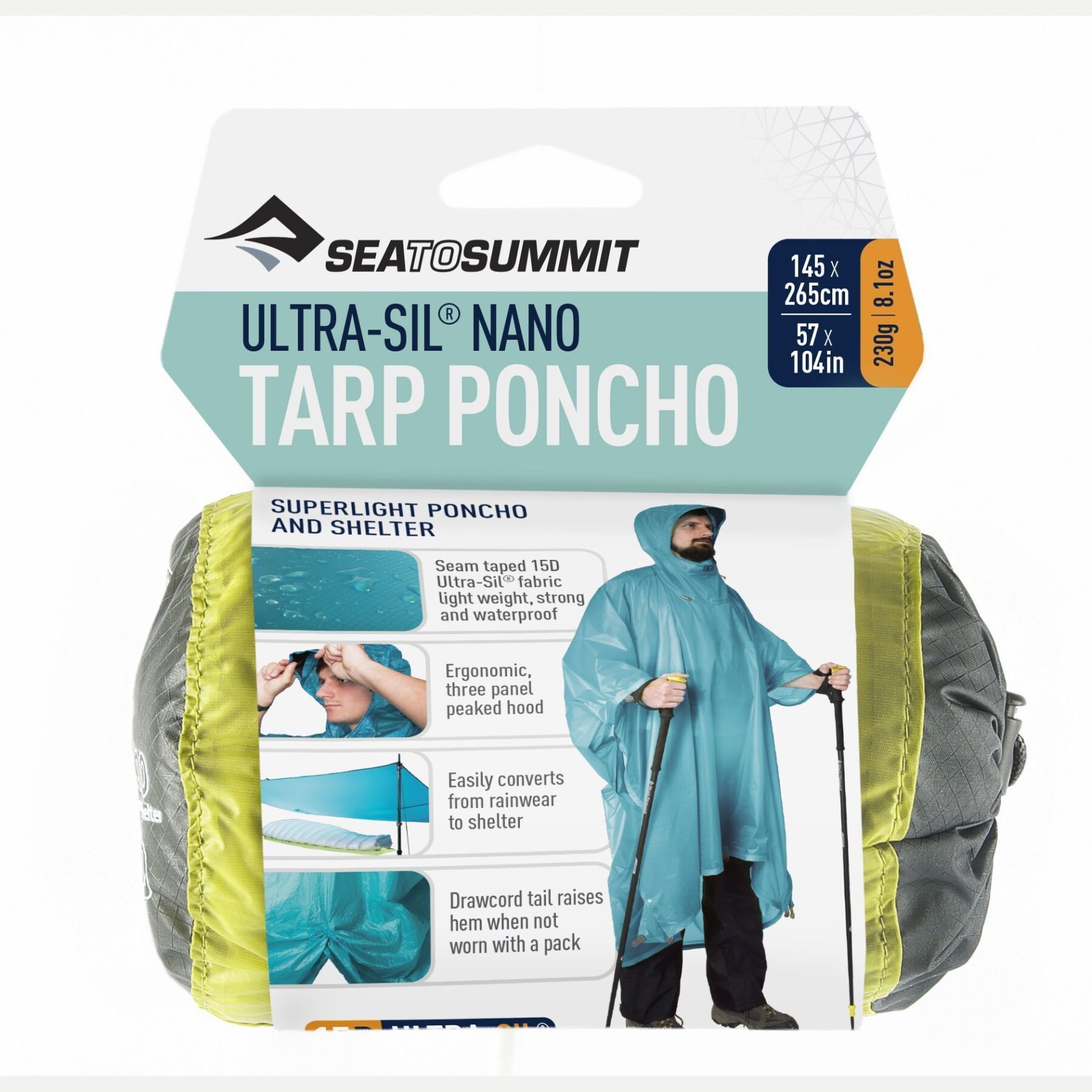 Дощовик-пончо Ultra-Sil 15D Tarp Poncho Lime, 265 х 145 см від Sea to Summit (STS APONCHO15DLI) - 2 - Robinzon.ua