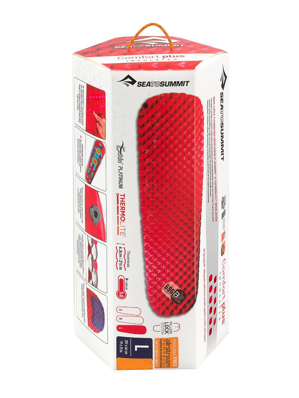 Надувной коврик Sea to Summit Comfort Plus Insulated Mat 2020, 201х64х6.3см, Red (STS AMCPINS_L) - 2 - Robinzon.ua