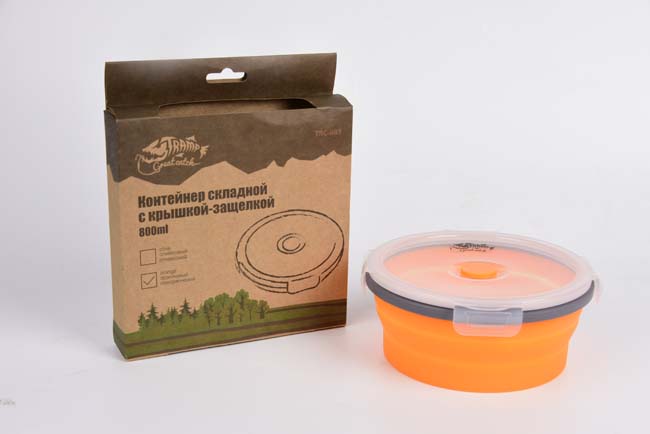 Контейнер складаний з кришкою-кліпсою Tramp (800ml) orange TRC-087-orange - 3 - Robinzon.ua