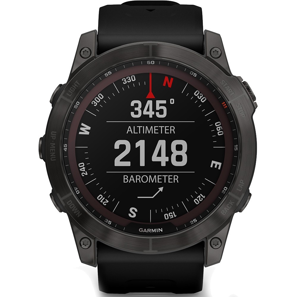 Спортивные часы Garmin Fenix 7X Sapphire Solar Carbon Gray DLC Titanium с силиконовым ремешком 010-02541-11 - 3 - Robinzon.ua