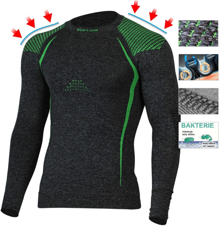 Термофутболка чоловіча Lasting TOLO, gray/green, XXS/XS (TOLO 8960) - 2 - Robinzon.ua