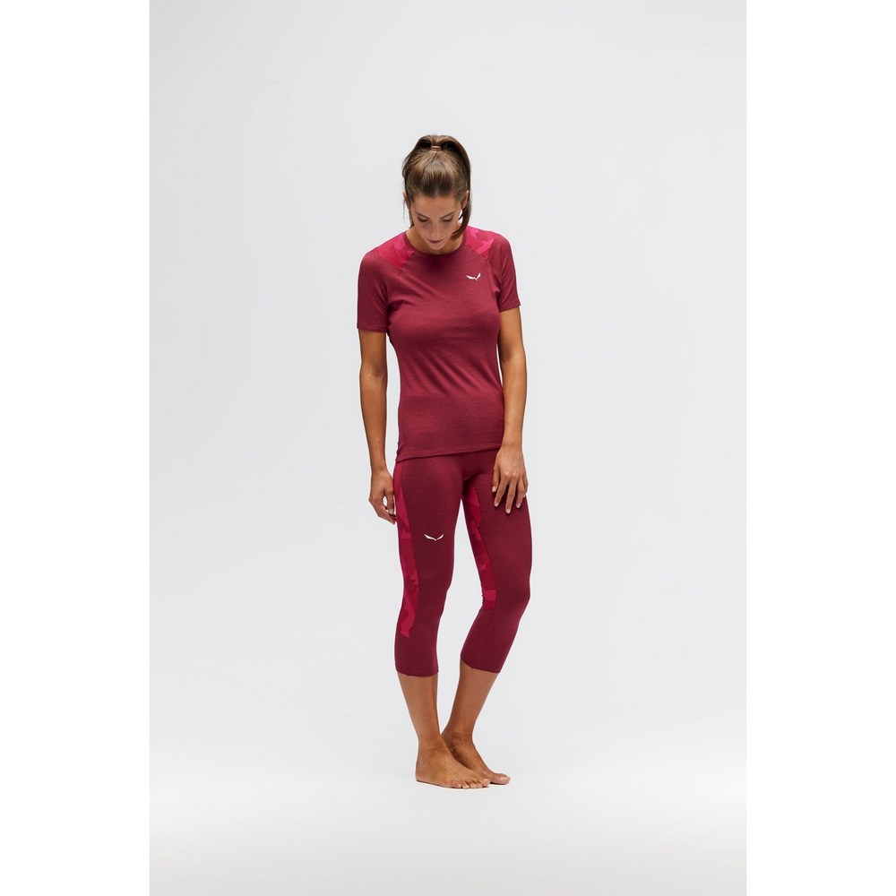 Термоштани жіночі Salewa Cristallo Warm AMR W 3/4 TIGHT, Red Syrah, 40/34 (28210/1570 40/34) - 4 - Robinzon.ua