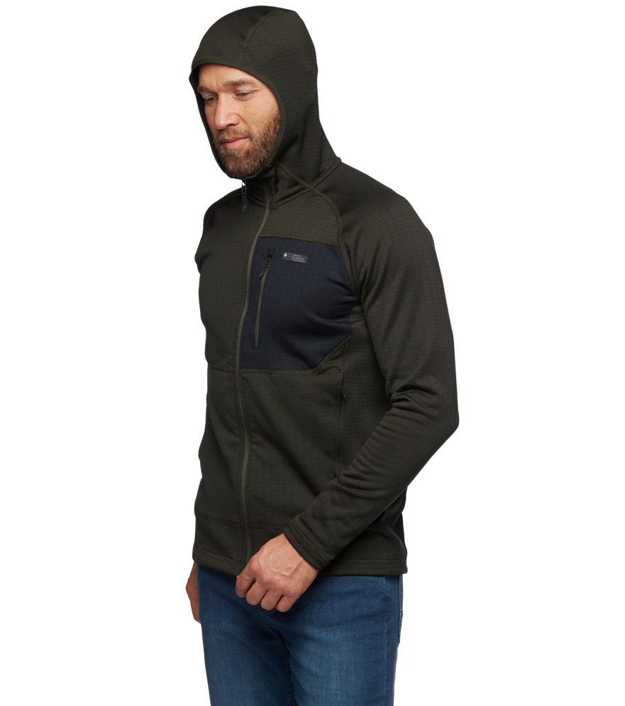 Чоловіча флісова кофта з рукавом реглан Black Diamond M Factor Hoody, Cypress, XL (BD 7440403021XLG1) - 3 - Robinzon.ua