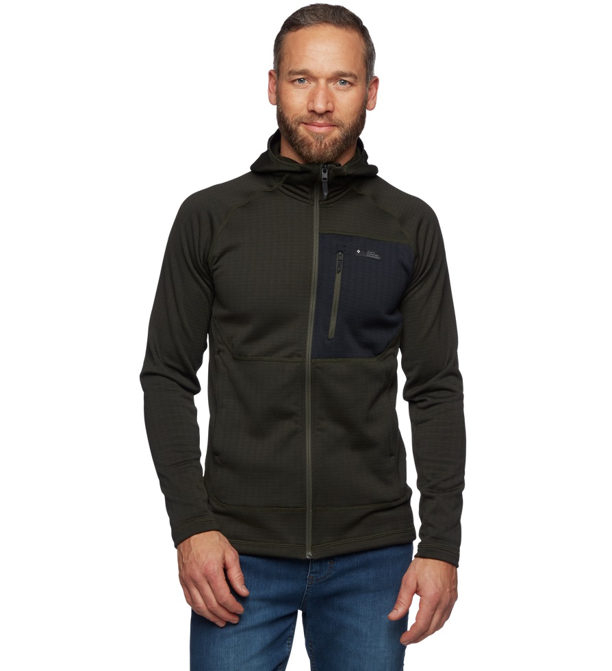 Чоловіча флісова кофта з рукавом реглан Black Diamond M Factor Hoody, Cypress, XL (BD 7440403021XLG1) - Robinzon.ua