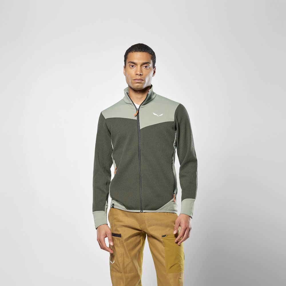 Флисовая кофта Salewa Puez Waffle HYB PL Mns 48/M оливковый/серый - 2 - Robinzon.ua