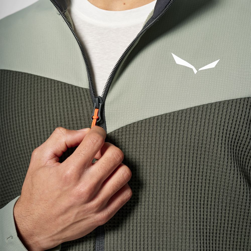 Флисовая кофта Salewa Puez Waffle HYB PL Mns 48/M оливковый/серый - 4 - Robinzon.ua