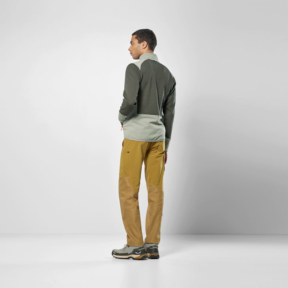 Флісова кофта Salewa Puez Waffle HYB PL Mns 50/L оливковий/сірий - 3 - Robinzon.ua