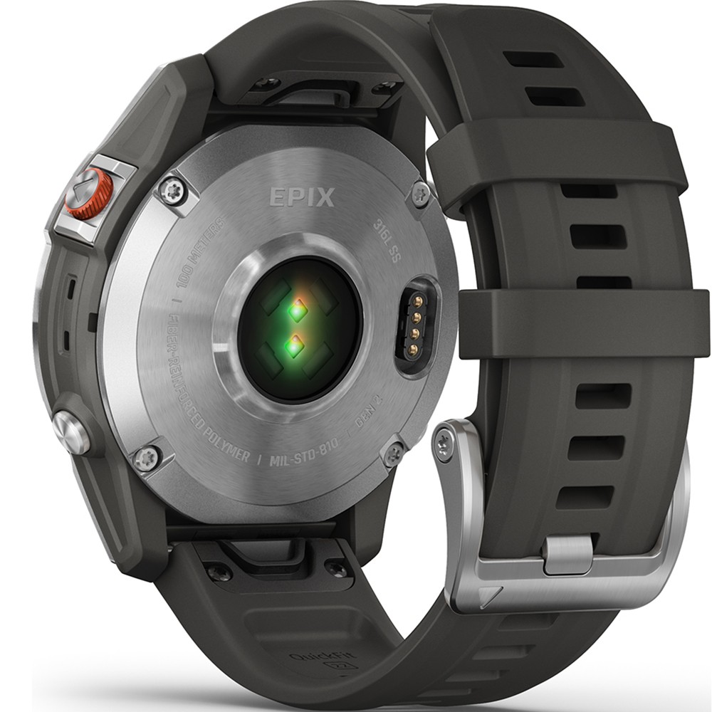 Спортивные часы Garmin Epix Gen 2 Slate Steel с силиконовым ремешком 010-02582-01 - 5 - Robinzon.ua